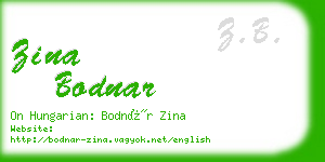zina bodnar business card